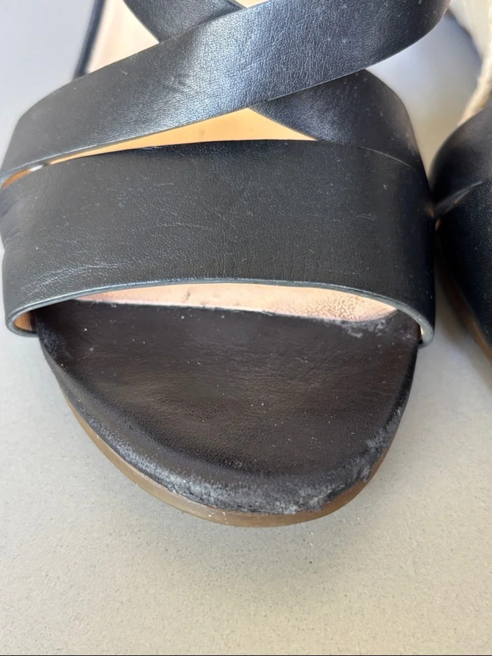 Cole Haan Black Leather Espadrille Taylor Wedge Sandal 7B